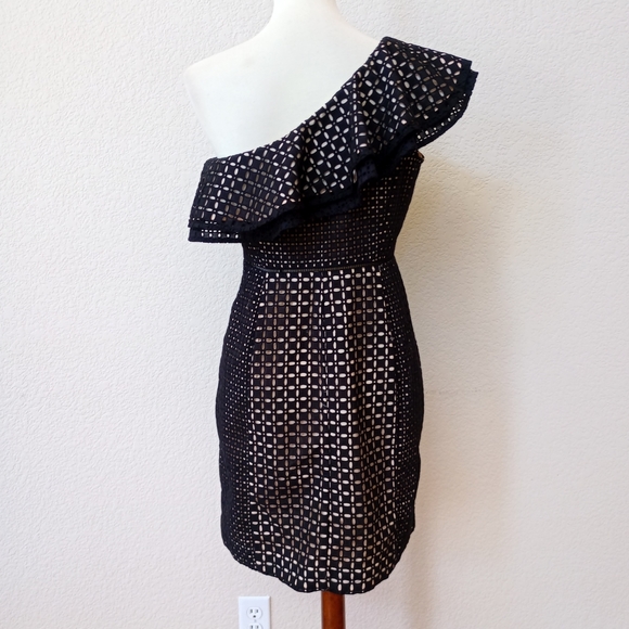 J. Crew Collection black ruffle one shoulder dress - Picture 7 of 10